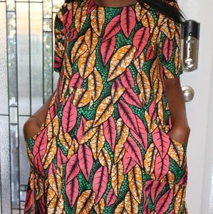 Ankara shift dress with side pictures and zippers
